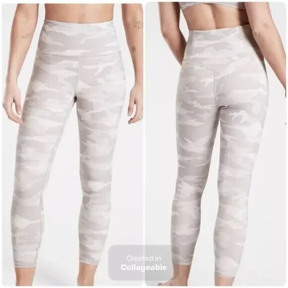 Athleta Light Grey Camo Print Elation 7/8 Leggings - Picture 1 of 4